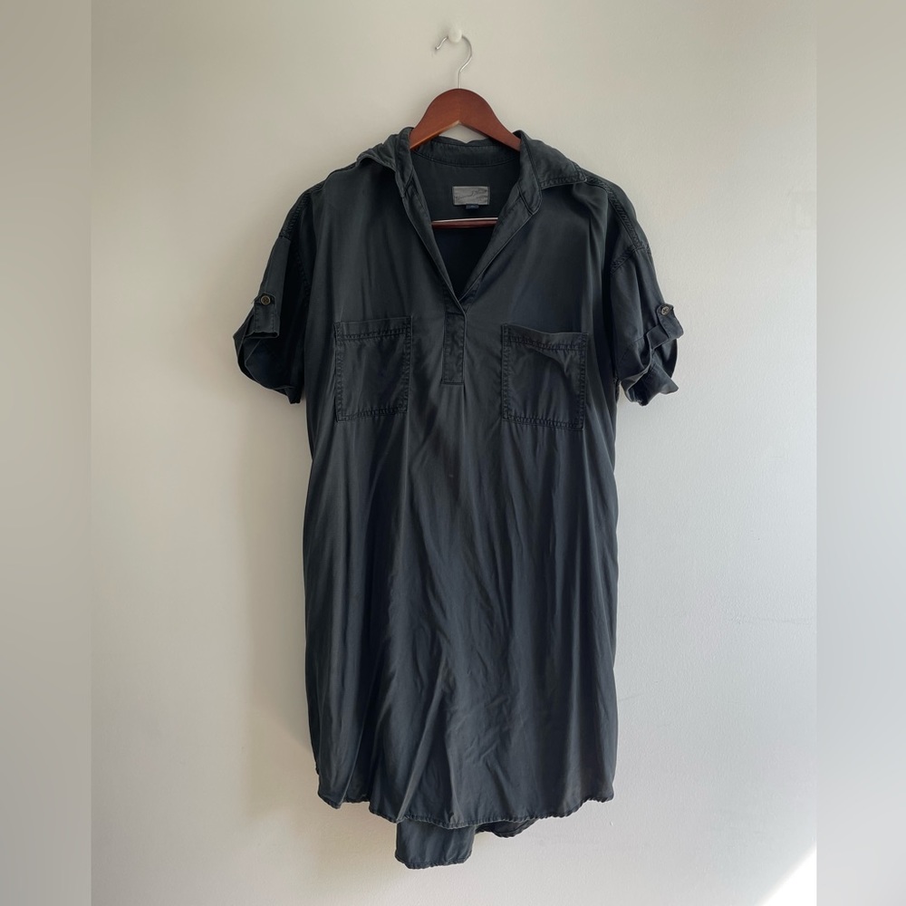 Universal Thread Collar Shirt Dress w Pockets in Navy/Grey, M.